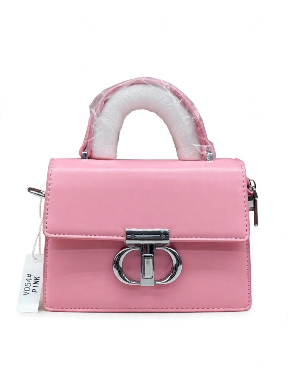 Pink Mini Top Handle Satchel Bag V054 Designer Inspired Silver Lock